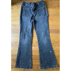 Cat & Jack Girls' Black Embroidered Flare Jeans Size 8